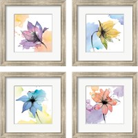 Framed 'Watercolor Graphite Flower 4 Piece Framed Art Print Set' border=