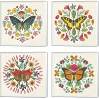 Framed 'Butterfly Mandala 4 Piece Canvas Print Set' border=