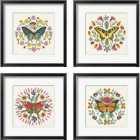 Framed Butterfly Mandala 4 Piece Framed Art Print Set