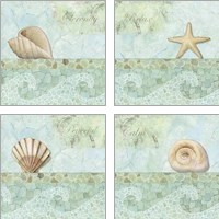 Framed 'Spa Shells 4 Piece Art Print Set' border=