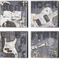 Framed 'Rock Concert 4 Piece Canvas Print Set' border=