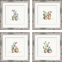 Framed 'Desert Bloom No Words 4 Piece Framed Art Print Set' border=