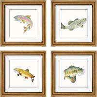 Framed 'Gone Fishin 4 Piece Framed Art Print Set' border=