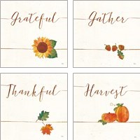 Framed Underlined Fall  4 Piece Art Print Set