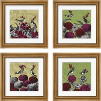 Framed Blooming Birds Florals 4 Piece Framed Art Print Set