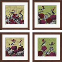 Framed Blooming Birds Florals 4 Piece Framed Art Print Set
