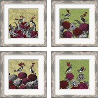 Framed Blooming Birds Florals 4 Piece Framed Art Print Set