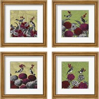 Framed Blooming Birds Florals 4 Piece Framed Art Print Set