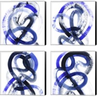 Framed Blue Kinesis 4 Piece Canvas Print Set