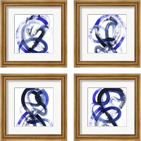 Framed Blue Kinesis 4 Piece Framed Art Print Set