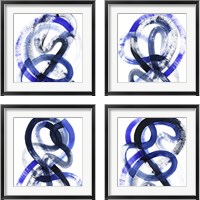 Framed Blue Kinesis 4 Piece Framed Art Print Set