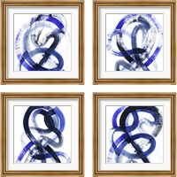 Framed 'Blue Kinesis 4 Piece Framed Art Print Set' border=