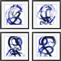 Framed 'Blue Kinesis 4 Piece Framed Art Print Set' border=