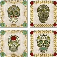 Framed 'Day of the Dead 4 Piece Art Print Set' border=