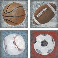 Framed 'Grunge Sporting 4 Piece Art Print Set' border=