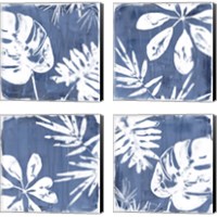 Framed 'Tropical Indigo Impressions 4 Piece Canvas Print Set' border=