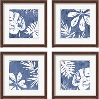 Framed 'Tropical Indigo Impressions 4 Piece Framed Art Print Set' border=
