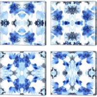 Framed 'Blue Kaleidoscope 4 Piece Canvas Print Set' border=