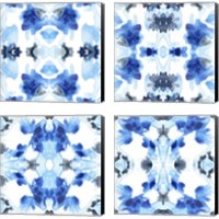 Framed Blue Kaleidoscope 4 Piece Canvas Print Set