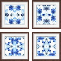 Framed 'Blue Kaleidoscope 4 Piece Framed Art Print Set' border=