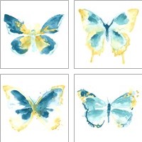Framed 'Butterfly Traces 4 Piece Art Print Set' border=