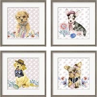 Framed 'Easter Pups 4 Piece Framed Art Print Set' border=