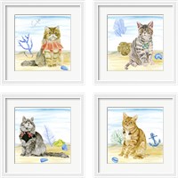 Framed 'Summer Purr Party 4 Piece Framed Art Print Set' border=