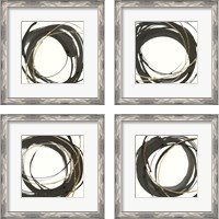 Framed 'Gilded Enso 4 Piece Framed Art Print Set' border=
