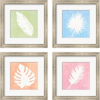 Framed 'Tropical Fun Palms Silhouette 4 Piece Framed Art Print Set' border=