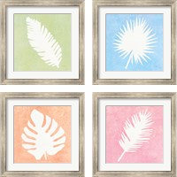 Framed 'Tropical Fun Palms Silhouette 4 Piece Framed Art Print Set' border=
