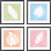 Framed Tropical Fun Palms Silhouette 4 Piece Framed Art Print Set