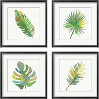 Framed 'Tropical Fun Palms 4 Piece Framed Art Print Set' border=