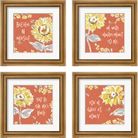 Framed 'Bee Happy Spice 4 Piece Framed Art Print Set' border=