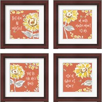 Framed 'Bee Happy Spice 4 Piece Framed Art Print Set' border=