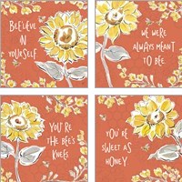 Framed Bee Happy Spice 4 Piece Art Print Set