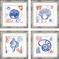 Framed 'Coastal Jewels 4 Piece Framed Art Print Set' border=