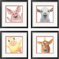 Framed 'Farm Friends 4 Piece Framed Art Print Set' border=