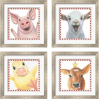 Framed 'Farm Friends 4 Piece Framed Art Print Set' border=