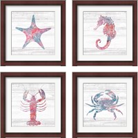 Framed 'Ocean Life 4 Piece Framed Art Print Set' border=