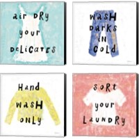 Framed Laundry Rules 4 Piece Canvas Print Set
