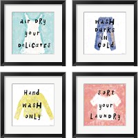 Framed 'Laundry Rules 4 Piece Framed Art Print Set' border=