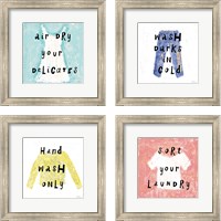 Framed 'Laundry Rules 4 Piece Framed Art Print Set' border=