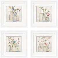 Framed 'Blossoms on Birch 4 Piece Framed Art Print Set' border=