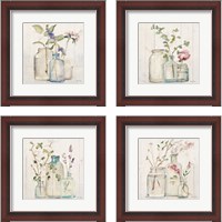 Framed 'Blossoms on Birch 4 Piece Framed Art Print Set' border=