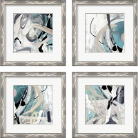 Framed 'Tangled Teal 4 Piece Framed Art Print Set' border=