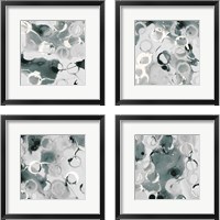 Framed Teal Spatter  4 Piece Framed Art Print Set