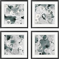 Framed Teal Spatter  4 Piece Framed Art Print Set