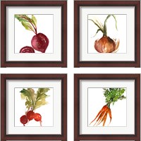 Framed 'Veggie on White 4 Piece Framed Art Print Set' border=