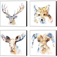Framed 'Watercolour Wildlife 4 Piece Canvas Print Set' border=