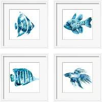 Framed 'Fish 4 Piece Framed Art Print Set' border=